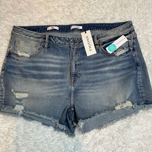 VIGOSS Women's Ace Denim Cutoff Shorts Distressed Frayed Hem Blue Size 22